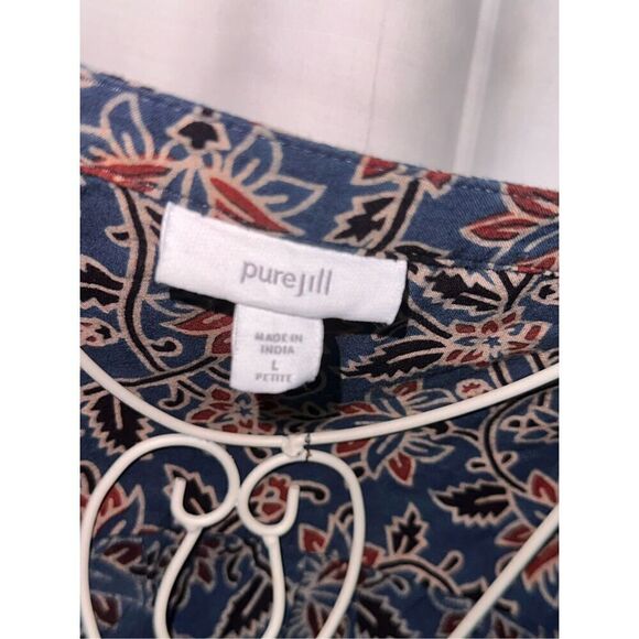 EXCELLENT CONDITION J. Jill Pure Jill Womens Large Blue parsley multicolored Fl - Picture 5 of 6